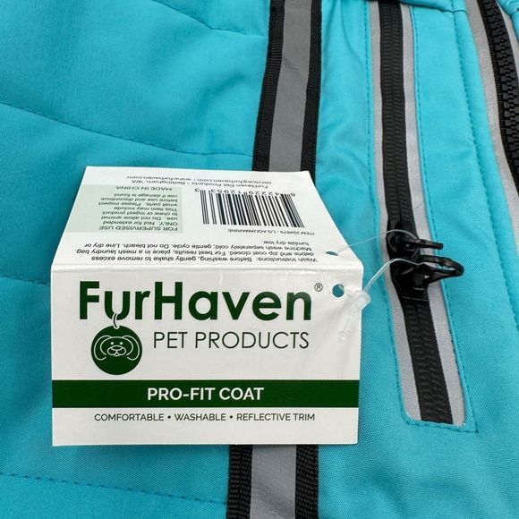 NWT!! Furhaven Dog Coat Water-Repellent Pro-Fit Active Jacket, Aquamarine, Large - Picture 9 of 14